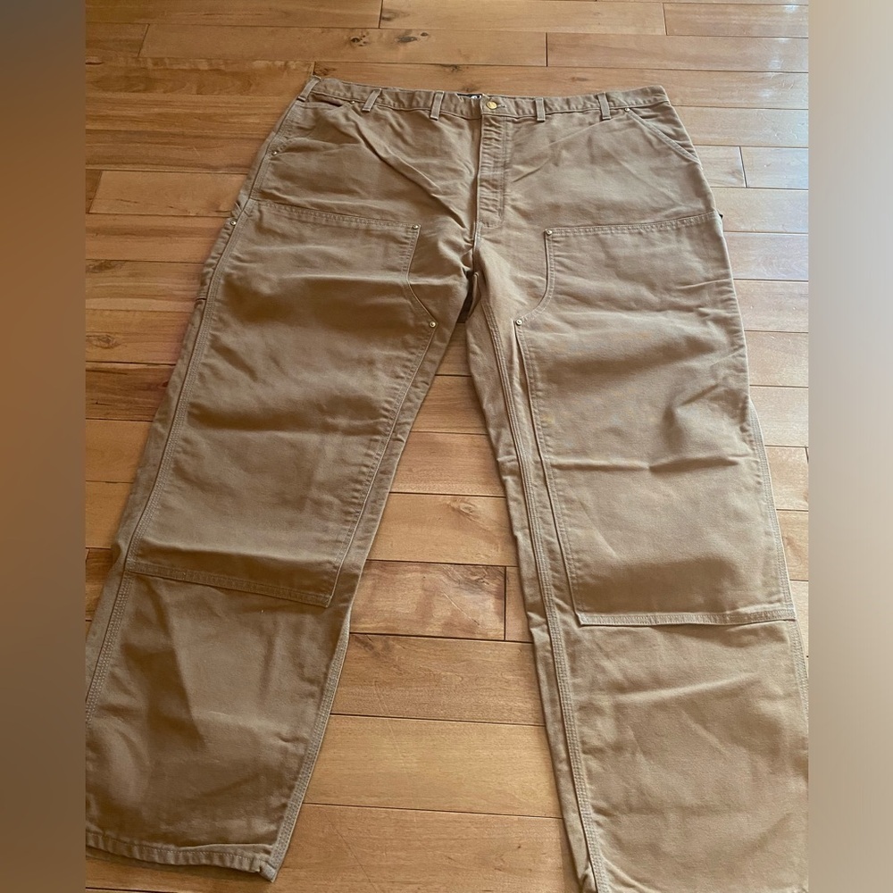 Carhartt B01 Double Knee Duck Canvas Pants Carhartt Brown Loose Fit 48x32 VGUC
